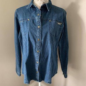 Woolrich Dark Wash Denim Button Down Size Medium